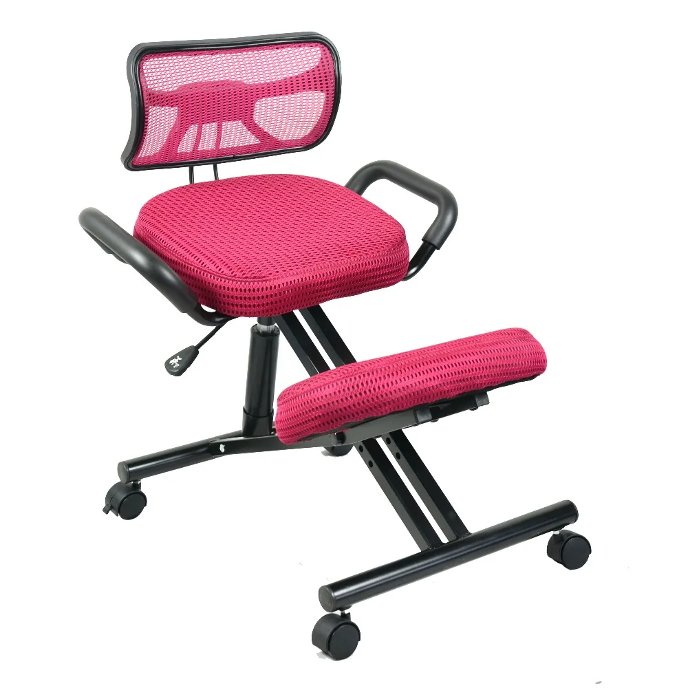 Ergonomically Designed Kneeling Chair W/Back&Handle&Caster Mesh Fabric Cushion Seat Office Computer Knee Ergonomic Posture Chair