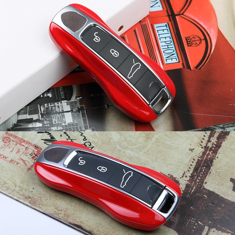 For Porsche Panamera 17+, Cayenne 2018+ Remote Fob Key Case Shell Cover ABS Red Blue Chrome Black White