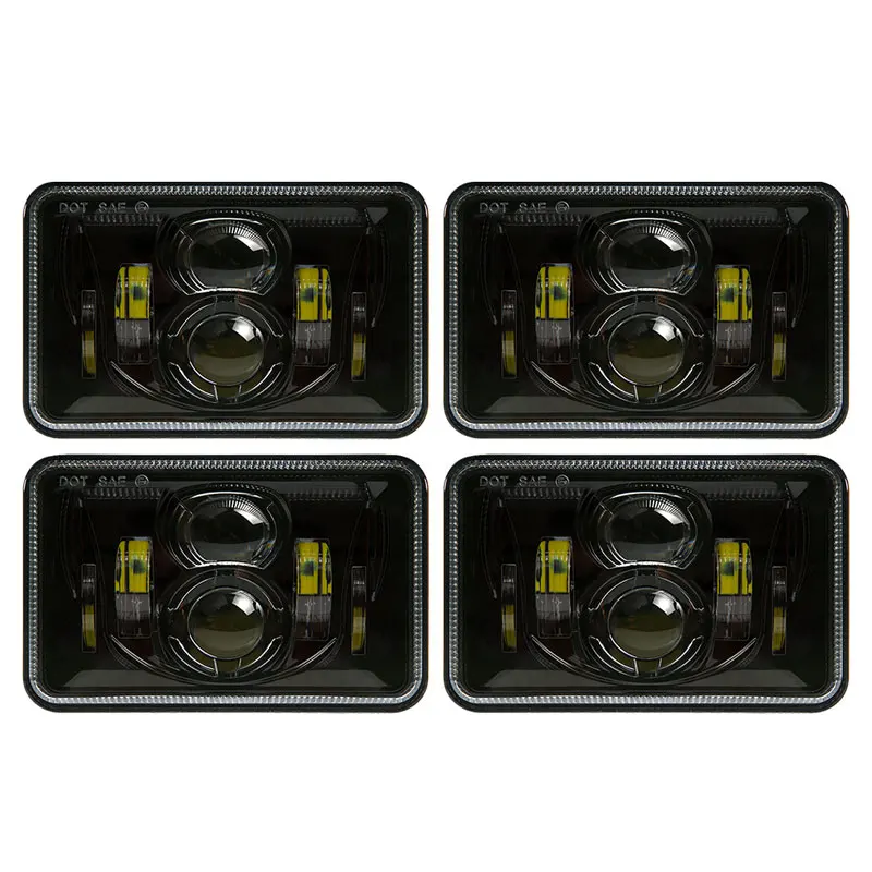 

4pcs DOT Approved Black Projector 4x6 inch LED Headlights Rectangular H4651 H4652 H4656 H4666 H6545 For Ford Truck