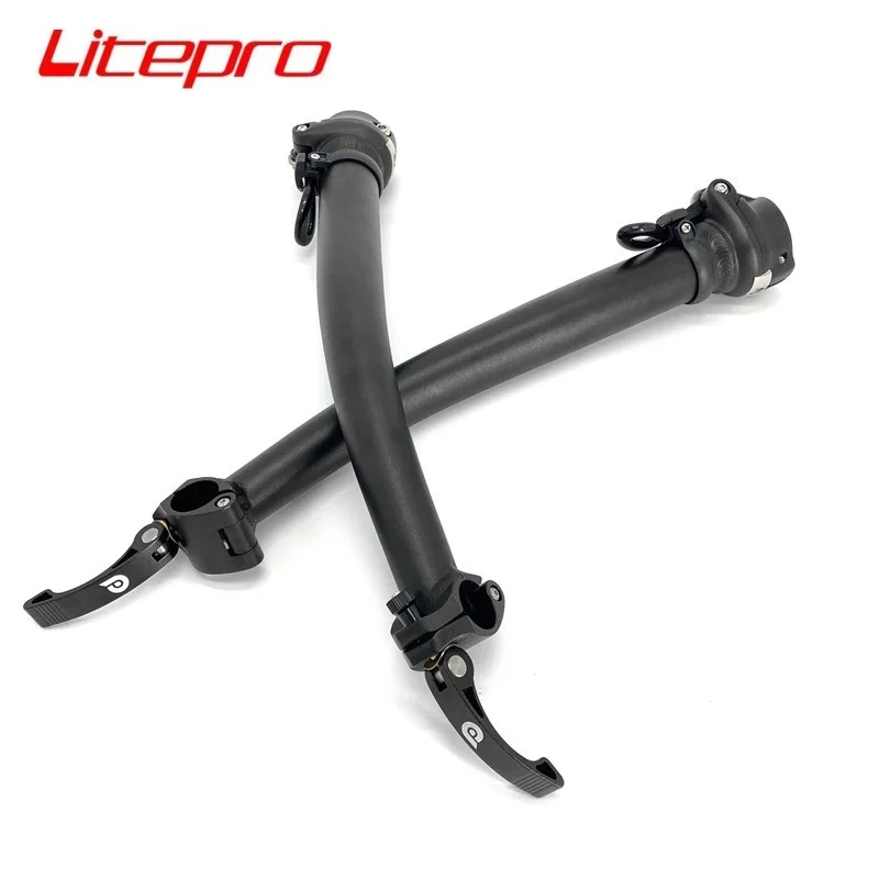 

Litepro Quick Release Folding Bike Curved Stem 37cm Aluminum Alloy Left - Right Fold Stem Handlebar 25.4mm Fork 28.6mm