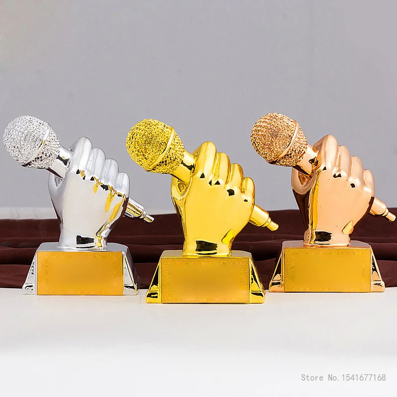 Golden Microphone Trophy, Good Voice Trophy, Music Award Cup, Singing Competition Reward, 1Pc