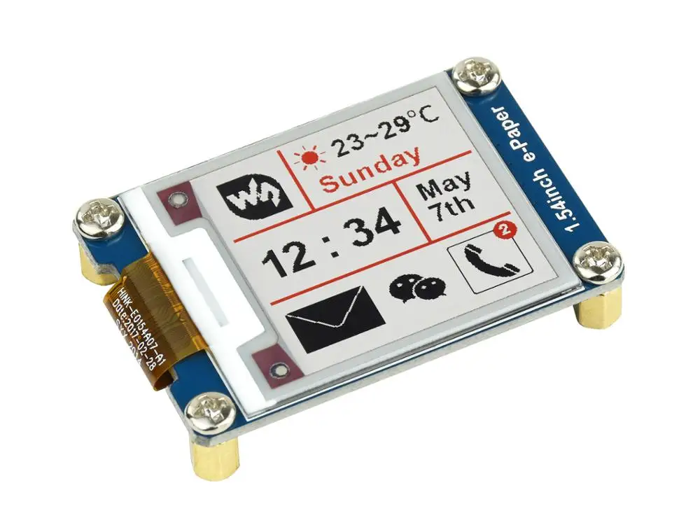 1.54inch e-Paper Module (B) E-Ink Display Module 200x200 Red Black White Three-color SPI No Backlight Ultra low consumption