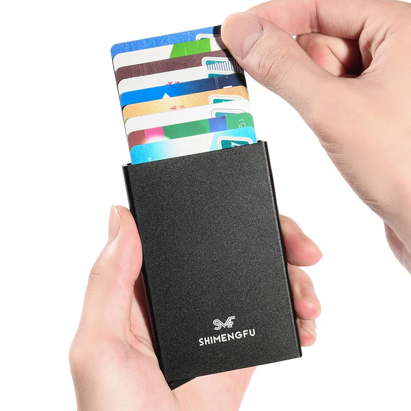 KEMY Rfid Credit Card Holder Slim Thin Pop Up Smart Wallets Men Women Business Bank Cardholder Aluminum Metal Card Pocket Case