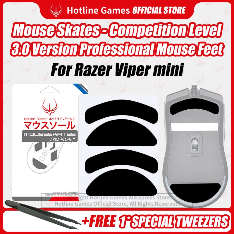 

2 Sets Hotline Games 3.0 Mouse Skates Mouse Feet Replacement for Razer Viper Mini Gaming Mouse,Smooth,Durable,Glide Feet Pads