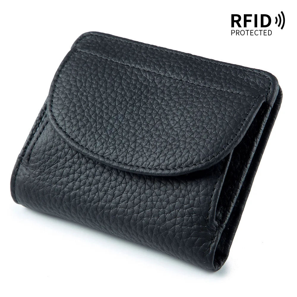 Women Genuine Leather Clutch Wallet Female Short Small Coin Purse Fashion Brand Designer Soft Mini Card Holder Wallet Money Bag