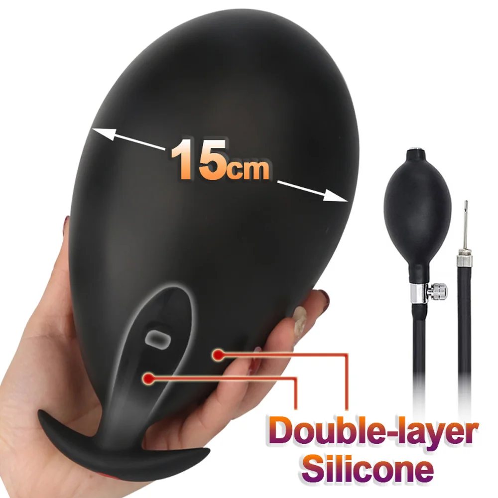 15cm Super Large Inflatable Anal Dildo Pump Built-in Silicone Rod Butt Plugs Men Prostate Massage Anus Dilator Women Sex Toys