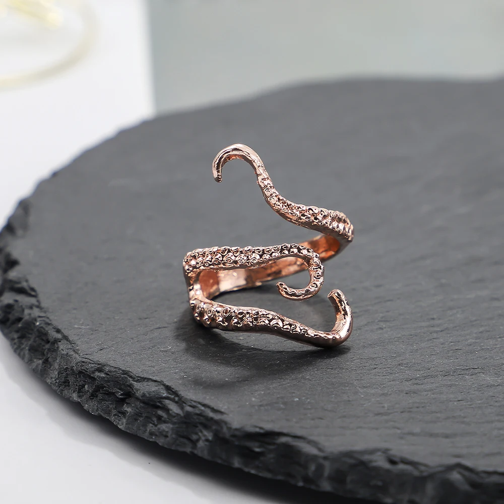 Creative Octopus Tentacle Alloy Ring Fashionable Men\'s And Women\'s Wrap Pattern Adjustable Ring Jewelry