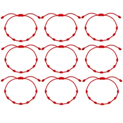 Boho  12pcs  7 Lucky Knot Red String Wholesale Bracelet Women Kid Pretty Nice Cute Handcrafted Cord Adjustable Summer Jewelry