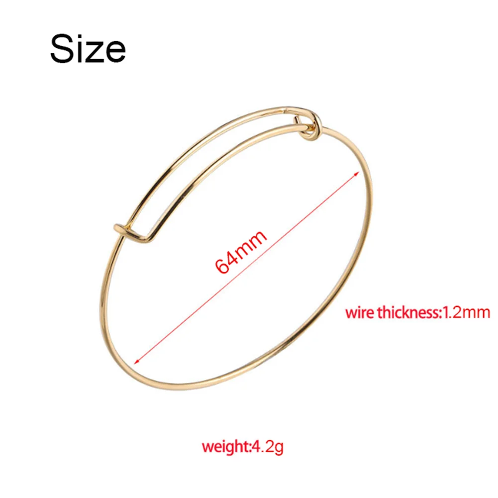 10pcs/lot Wholesale Higt Quality Stainless Steel DIY Charm Adjustable Bangle Bracelet  3 Color Expandable Wire Bangles