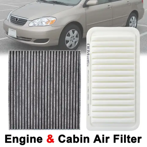 17801-22020 88568-02020 Combo Set Engine Cabin Pollen Air Filter For Toyota Matrix Corolla L4 1.8L 2003 2004 2005 2006 2007 2008
