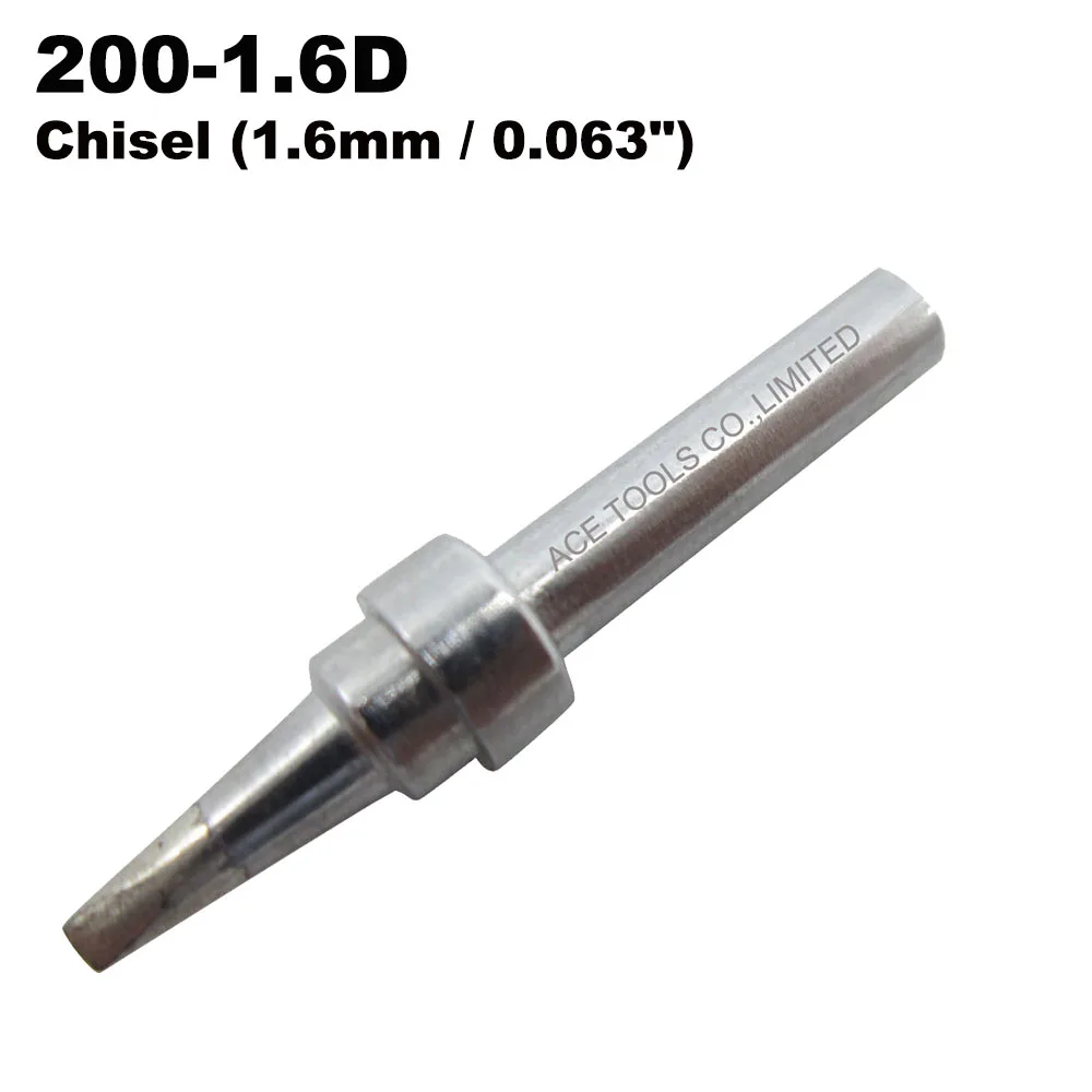 

200-1.6D Chisel 1.6mm Replacement Soldering Tip Fit QUICK 203 203H 204 204H 203D 376(I) 376D(I) 3100 3101 3102 3112 3202 20H-90