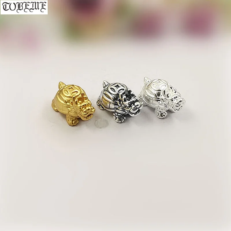 100% 3D 999 Silver Fengshui Wealth-Turtle Beads Pure Silver Good Luck Jewelry Loose Beads DIY Bracelet Beads