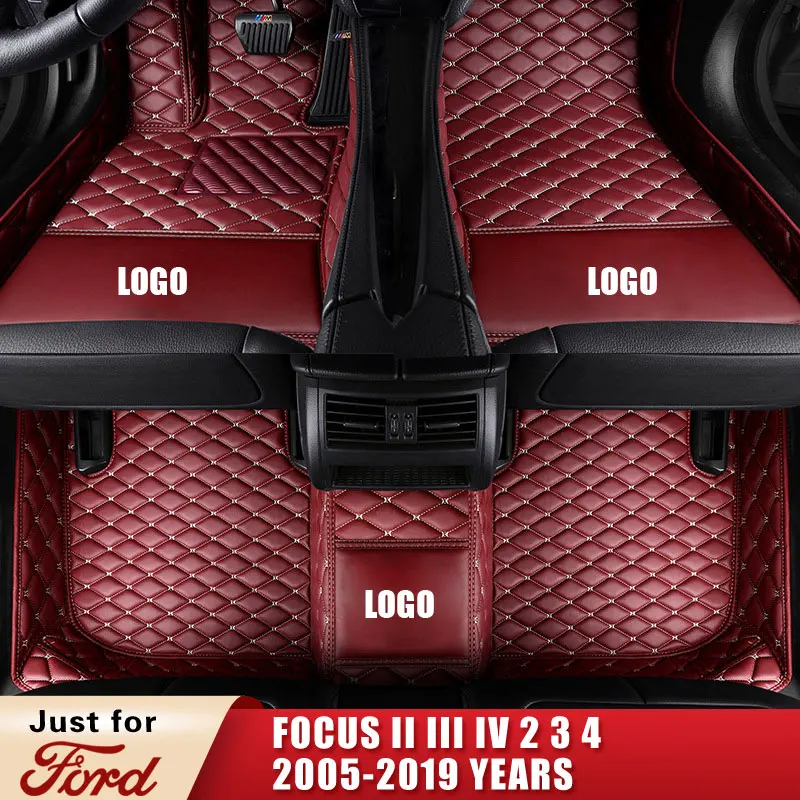 

Car Floor Mats for Ford FOCUS II III IV 2 3 4 2005-2019 Years Focus Sedan Saloon Turnier Convertible Custom Leather Accessories