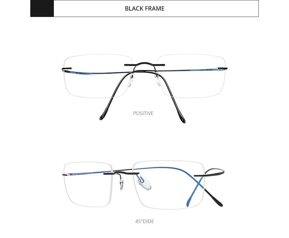 FONEX B Titan Brillengestell Herren Neues Markendesign Randlose quadratische Brillen Rahmenlose Damen Ultraleichte japanische Brillen 85634 – Detail 15