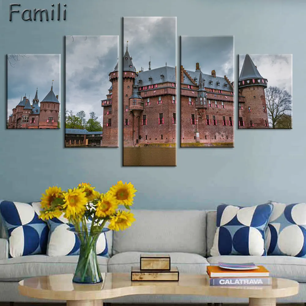 5 Panel Modern Printed Netherlands City Wall Painting Canvas Landscape Art Home Decor Wall Pictures For Living Room No Frame