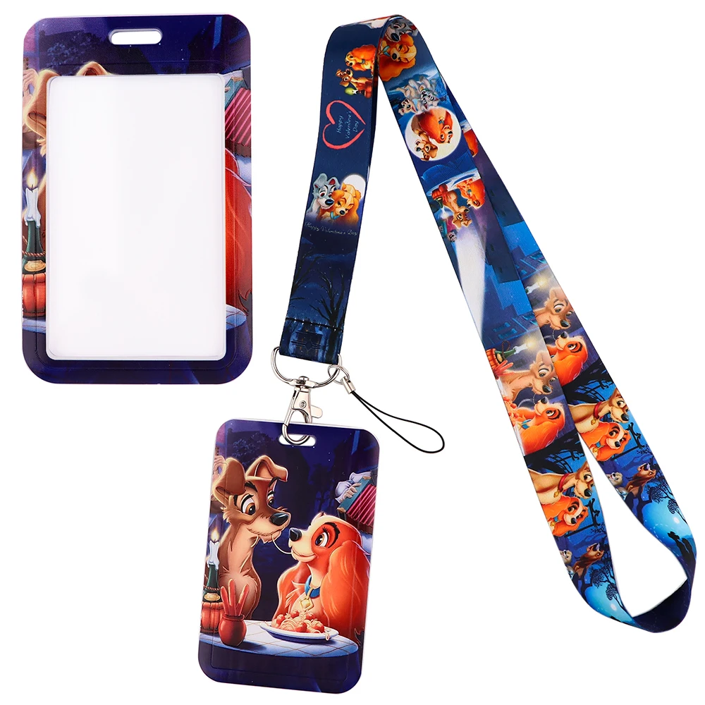 YQ292 Cartoon Lady and the Tramp Lanyard Neck Straps Phone Rope Key ID IC Work Card Badge Holder Keychain Lariat Kid Gift