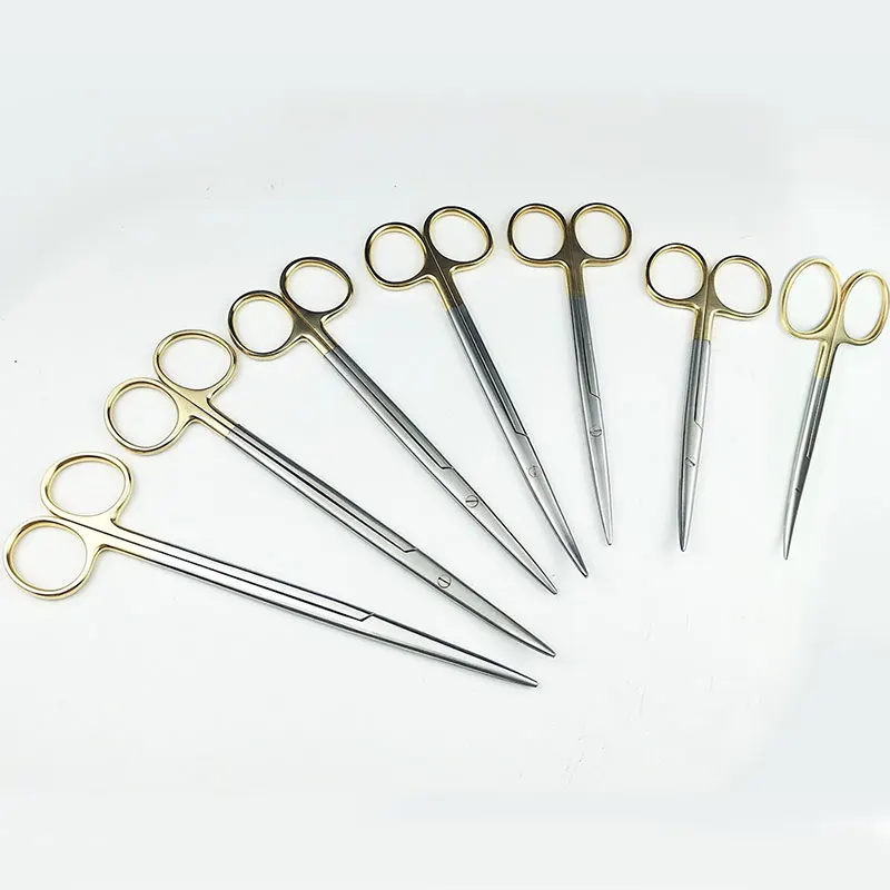 Stainless Steel Gold Handle Blunt Scissors Veterinary Ophthalmic Instrument