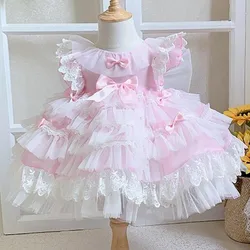 Baby girl summer vintage Spanish England lolita ball gown dress kids mesh stitching princess dress