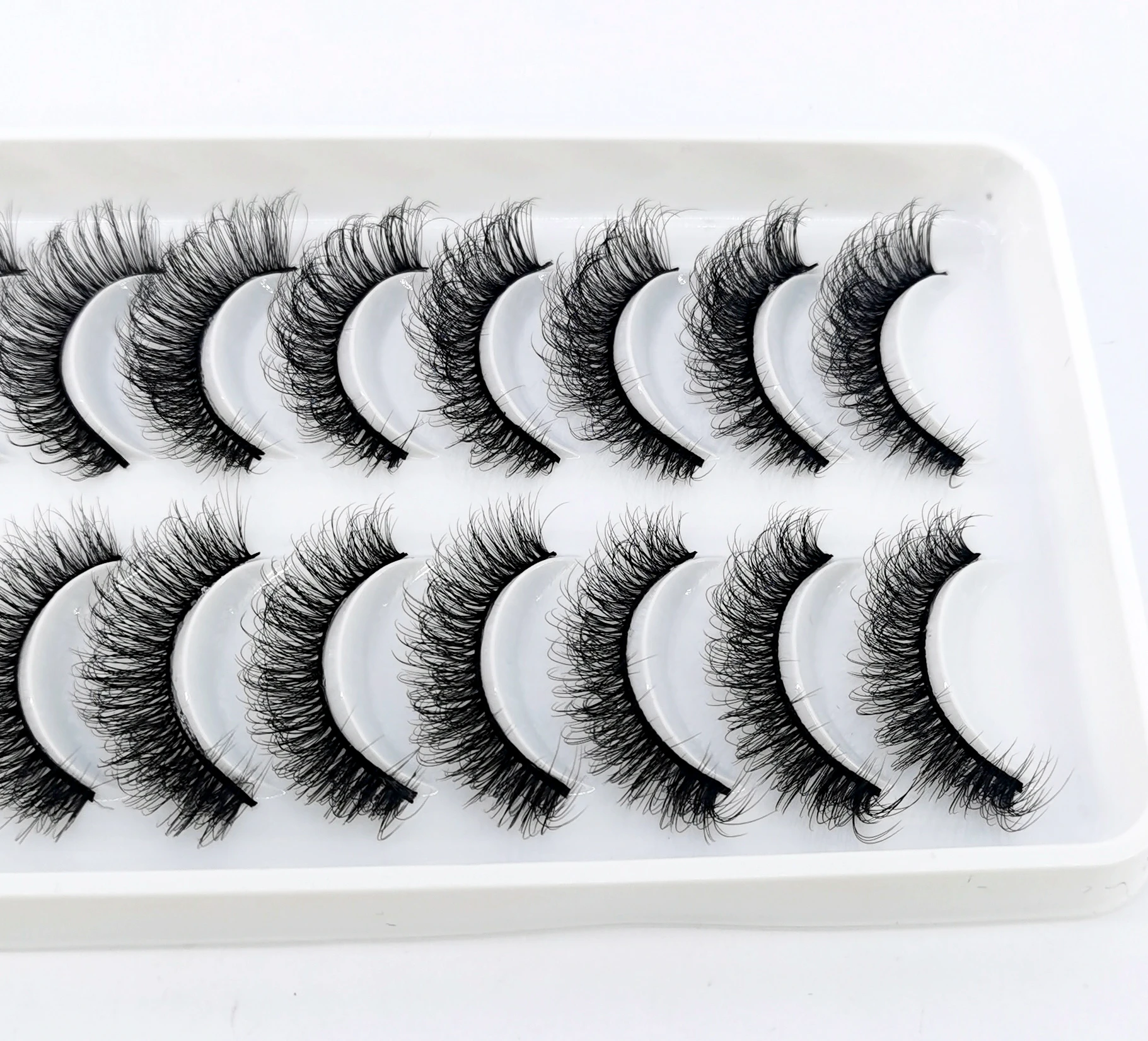 3D Mink Cílios Postiços, Natural Longo Wispy Eye Lashes, Maquiagem Estágio, Cílios Curtos Falsos, Extensão Beleza, 10 Pares, Novo