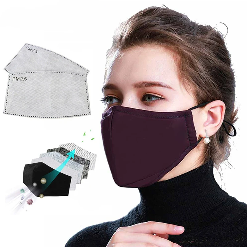 

Cotton PM2.5 Black mouth Mask anti dust mask Activated carbon filter Windproof Mouth-muffle bacteria proof Flu Face masks Care