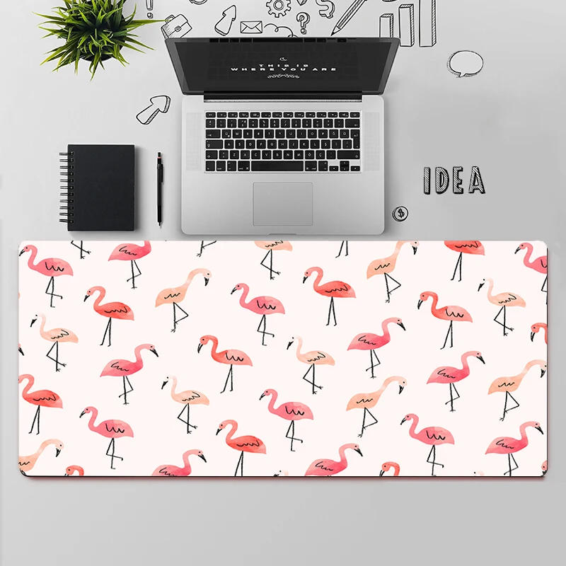 Grand tapis de souris imprimé flamant rose, accessoire de bureau pour ordinateur Gamer