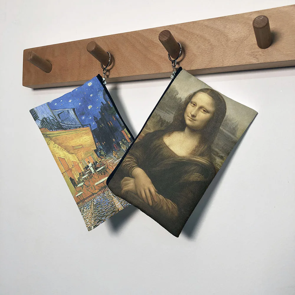 Van Gogh Oil Painting Coin Purse Mini Retro Daily Storage Bag Portable Wallet Lipstick Key Pencil Case Women Canvas Makeup Bag