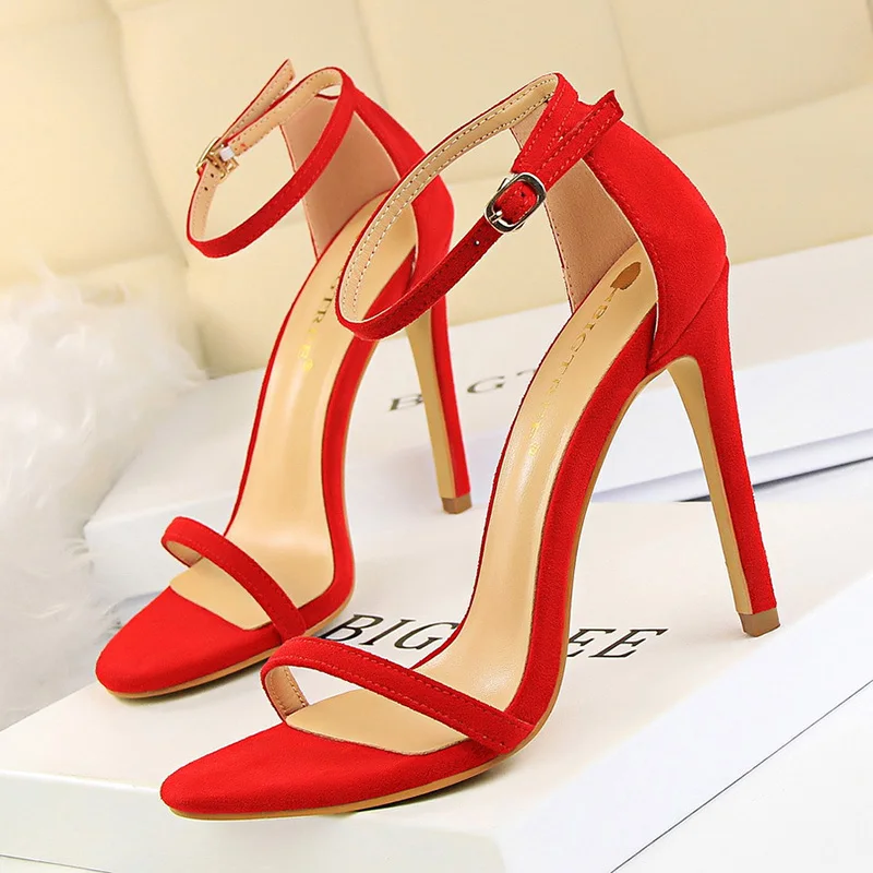 BIGTREE Shoes Super High Heels Suede Women Heels Open Toe Woman Pumps Sexy Party Shoes Stiletto Heels Summer Women Sandals 2023