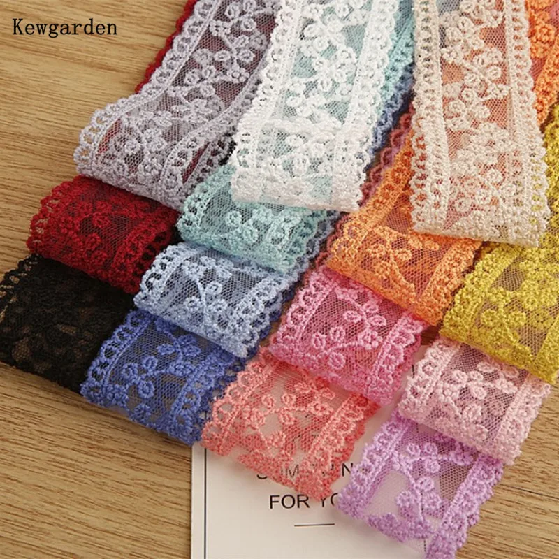 

Kewgarden Flower Embroidered Lace Braid DIY Hairbow Accessories Ribbon Handmade Apparel Sewing Decoration Wholesale 20 Yards