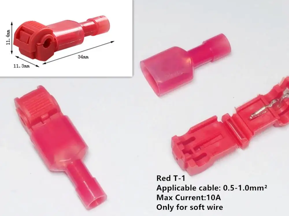 5sizes 10paris/lot T Type Quick Splice Crimp Terminal Wire Convenient Connector No need to break the Line Wire terminal