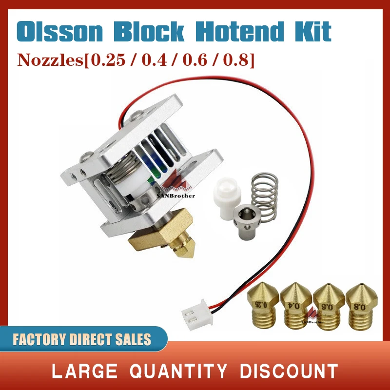 

DIY 3D printer Heaterblock um 2 + UM2 Extended Olsson block kit interchangeable nozzle+Heat Sink hotend for 1.75/3mm