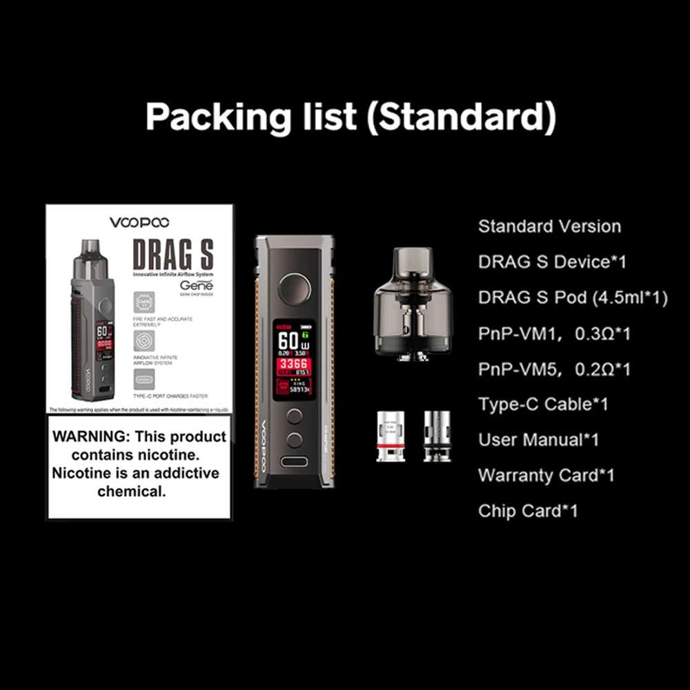 VOOPOO Drag S Drag X Pod Mod Vape, Kit de Cigarette électronique, réservoir de 4.5ml PnP Pod GENE.TT Chip, vapoteur en solde!