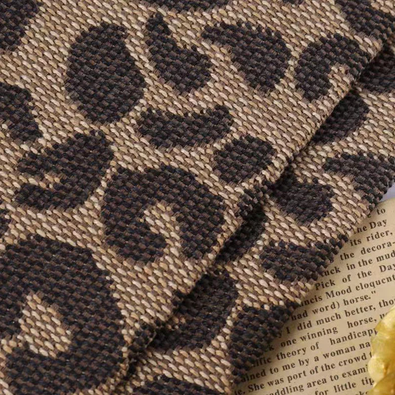 New INS Hot Leopard Weave Fabric Polyester Fabric Designer DIY Bag Material Canvas Tela Yarn Dyed Jacquard Fashion Trend Cloth