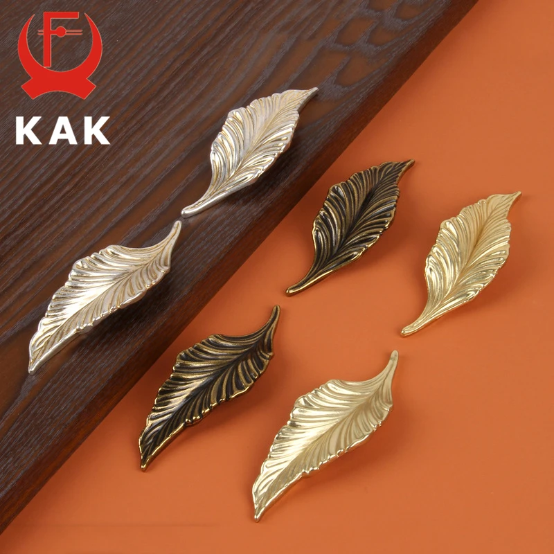 KAK Novelty Black Gold Leaves Creative Cabinet Drawer knobs Handles Wardrobe Door handles Furniture Handles Furniture Hardware