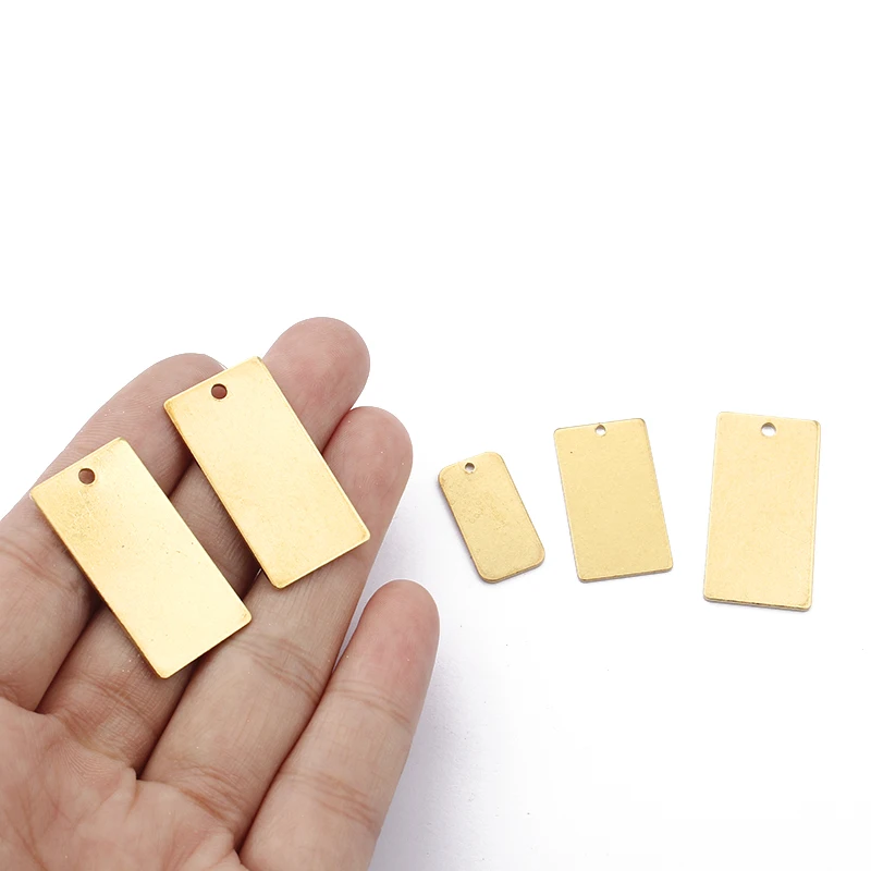 10pcs Raw Brass Rectangle Charms for DIY Jewellery Making