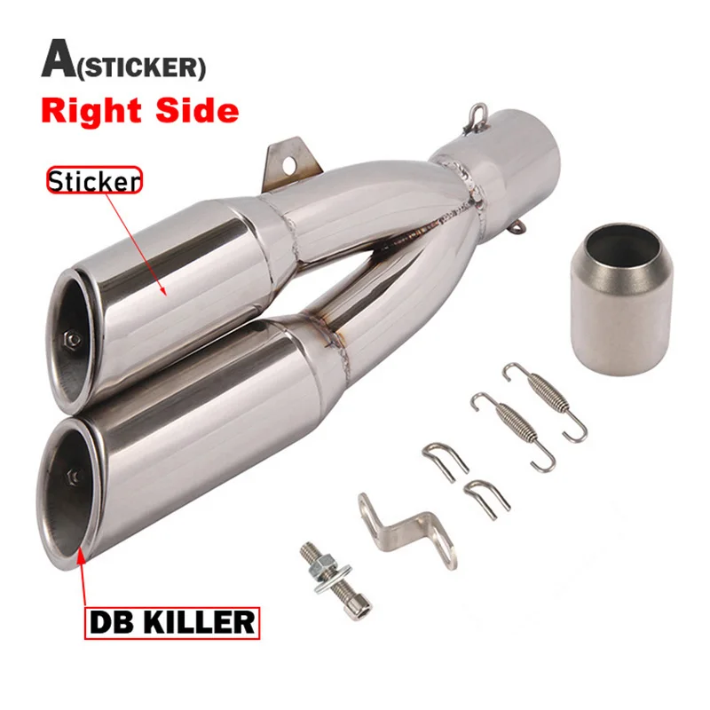 Right and Left Motorcycle Double Hole Exhaust Pipe Moto Motorbike Muffler Escape For Benelli 502C for Ninja 250 R1 R3 R25