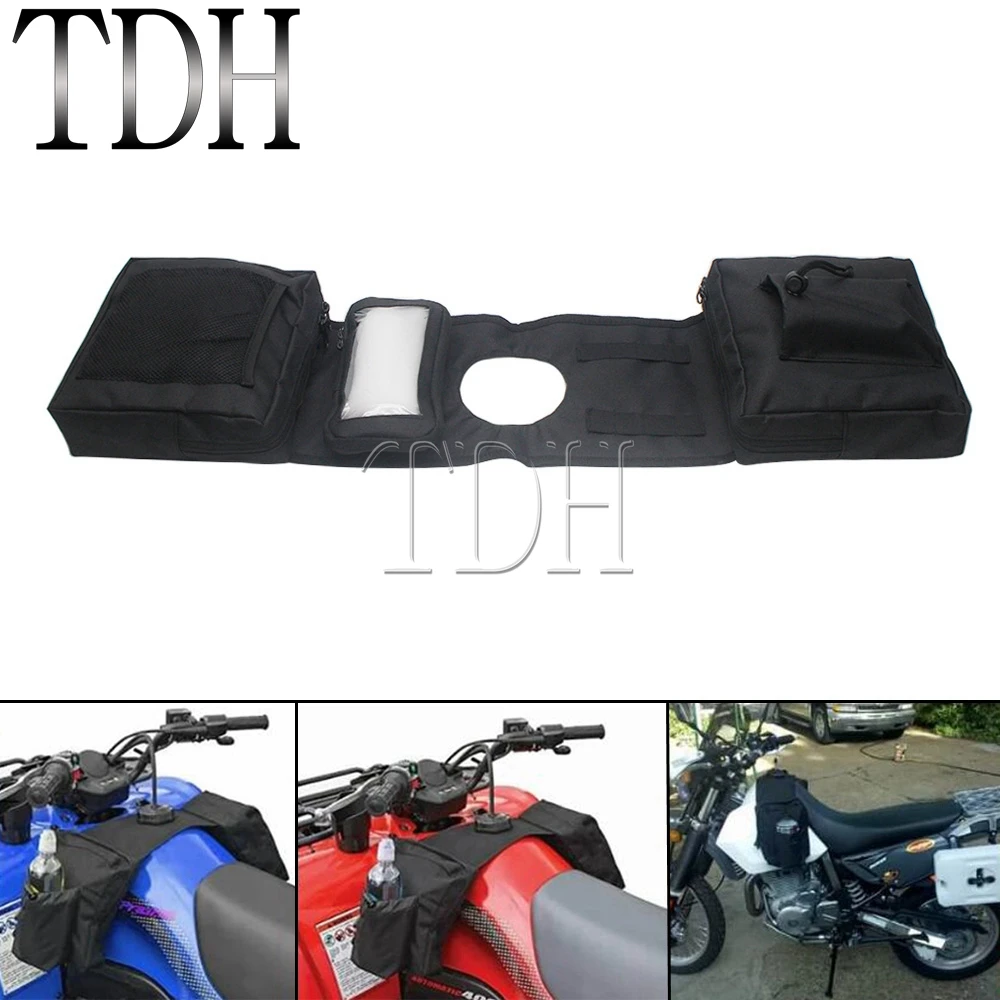 

ATV Snowmobiles Motorcycle Black Fuel Gas Tank Bags Riding Luggage Saddle Tank Bag Waterproof 600D Oxford Cloth Cargo Storage