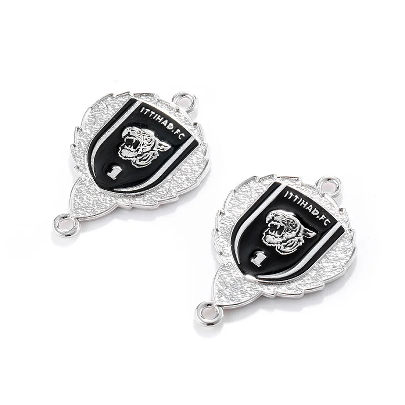 JunKang 2pcs Saudi Arabia ittihad football club logo pendant double rings DIY handmade bracelet necklace jewelry production