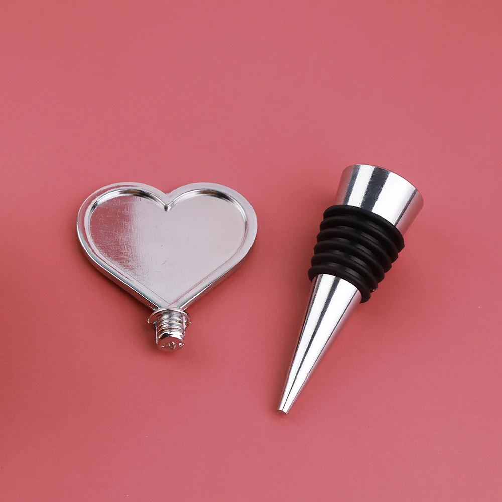 5-50PCS 37x30mm Heart Metal Wine Bottle Stopper Setting Blank Base Fit Cabochon Cameo DIY Crystal Dome Cabochon Accessories