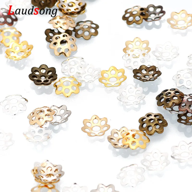 500pcs/lot 6mm Flower Filigree Metal Spacer Bead Caps Cone End Beads Cap For DIY Jewelry Making Findings Accessories