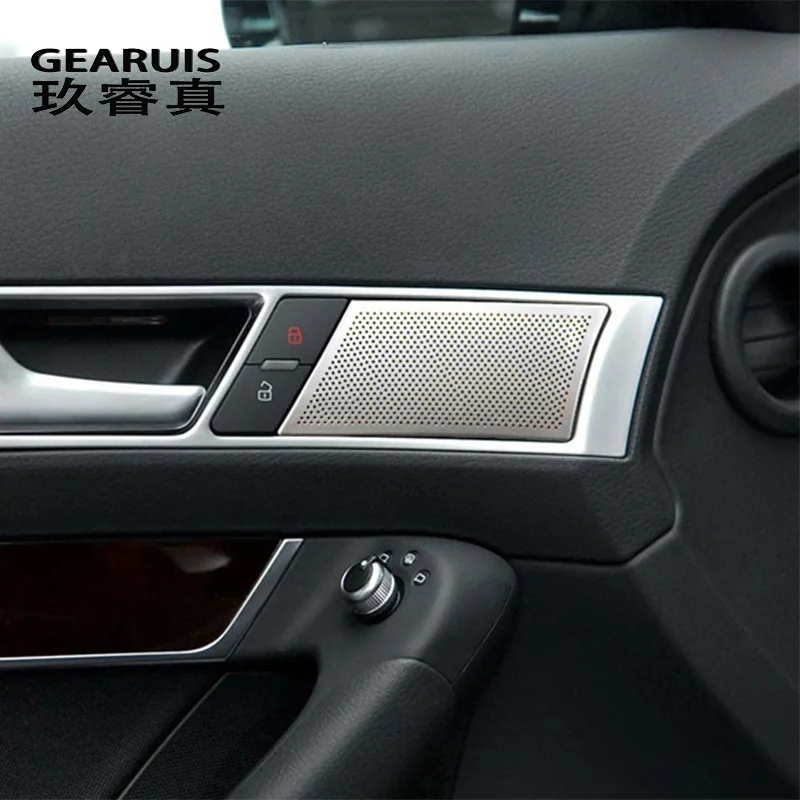 For Audi A6 C6 Car Armrest Handle Cover Loudspeaker decoration Panel Stereo Audio Speaker Styling Stickers Interior Accessories