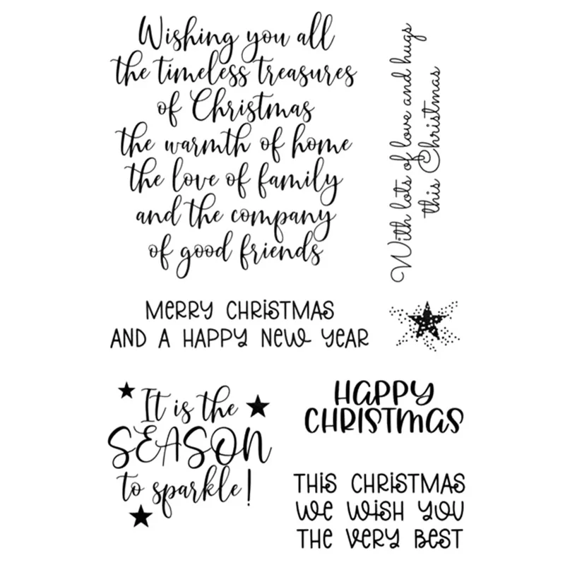 HYS Christmas Words Transparent Clear Stamps for DIY Scrapbooking/Card Making/Kids Christmas Fun Decoration Supplies