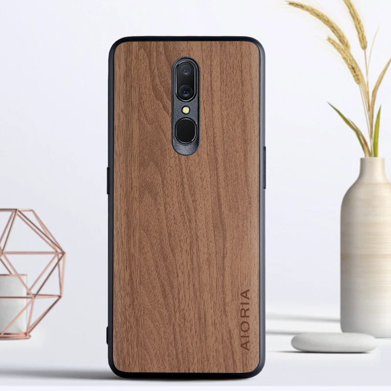 Vintage case for OPPO F11 Pro TPU+PC + wooden Like PU leather skin covers coque fundas for OPPO F11