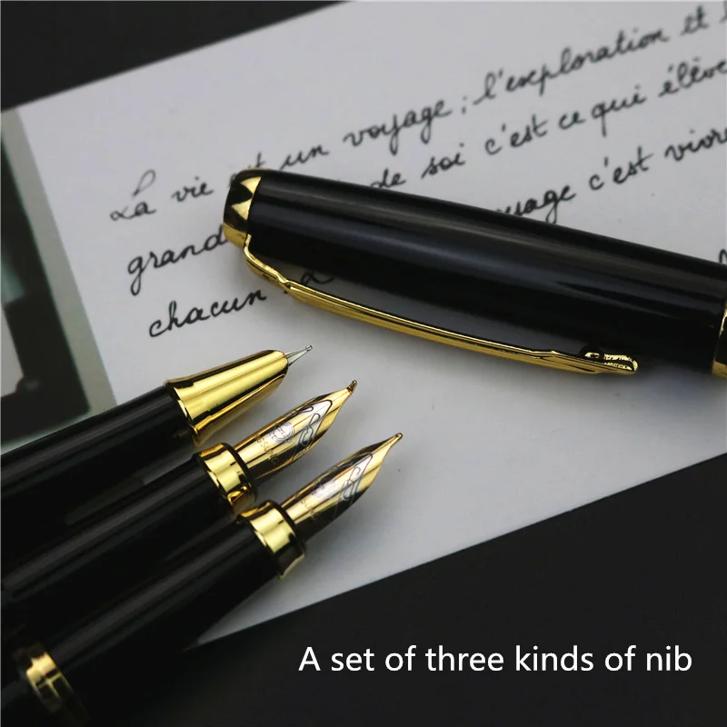 Box packing set fountain pen Three kinds of nibs can be changed at will Business metal pen free engraving text on pen