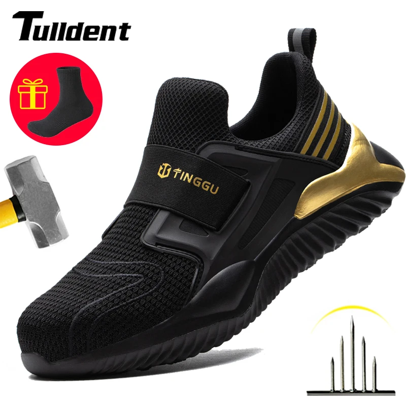 

Tulldent Men's Safety Shoes Work Shoe Steel Toe Comfortable Lightweight Breathable Anti-smashing Anti-puncture Construction Shoe