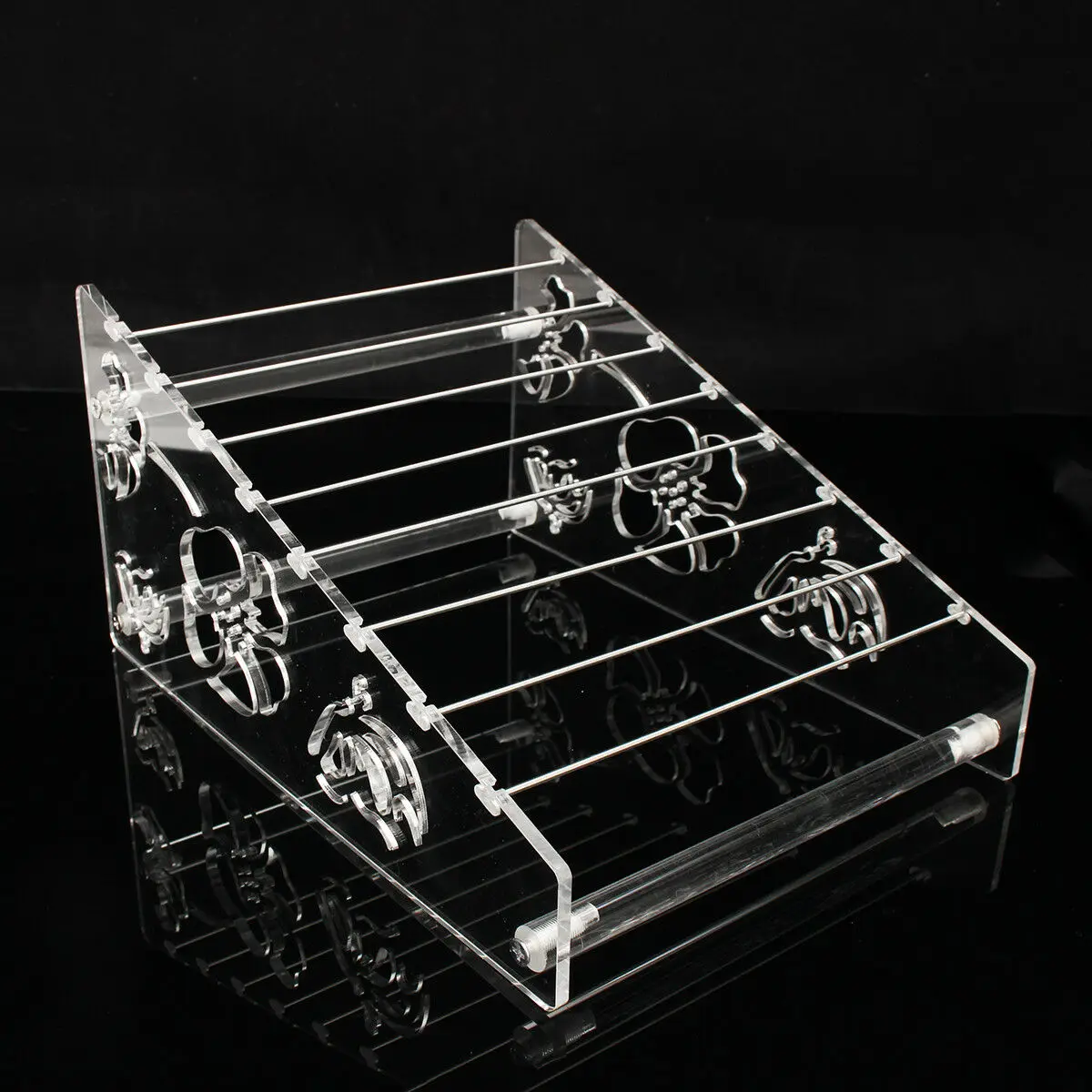 Transparent Acrylic 8 Tier Metal Bar Bracelet Charm Beads Jewelry Display Holder Stand Pandora European Beads Earrings Organizer