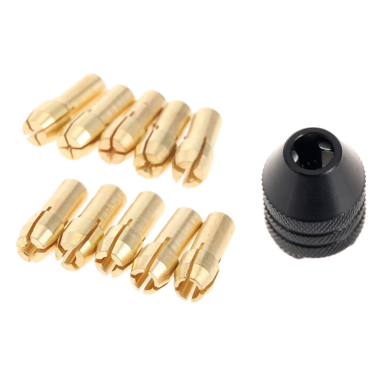 

10Pcs Dremel Accessories Brass Collet Chuck 0.5-3.2mm Mini Drill Chuck 4.8mm Shank+8x0.75 Multi Keyless Chuck Dremel Rotary Tool