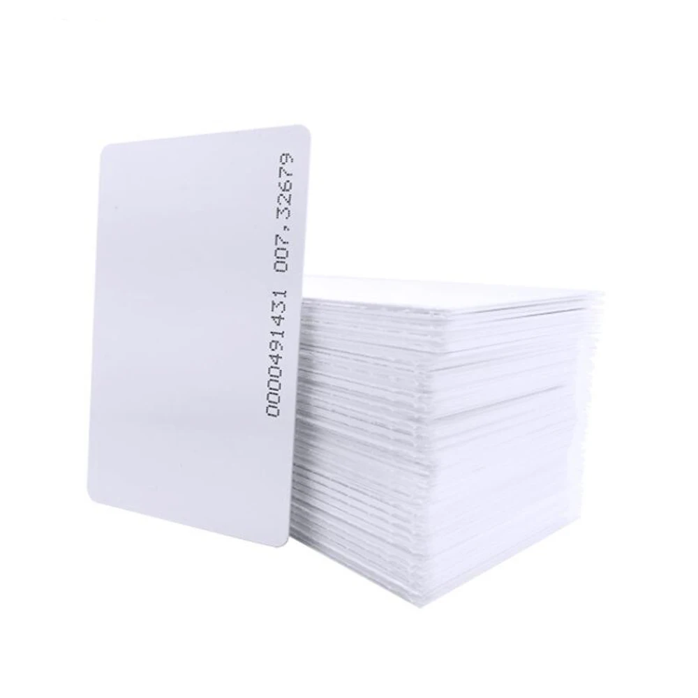 100/200pcs 125KHz RFID Proximity Smart Card TK4100 ID Card for Access Control Device time attendance PVC White Card With Serial