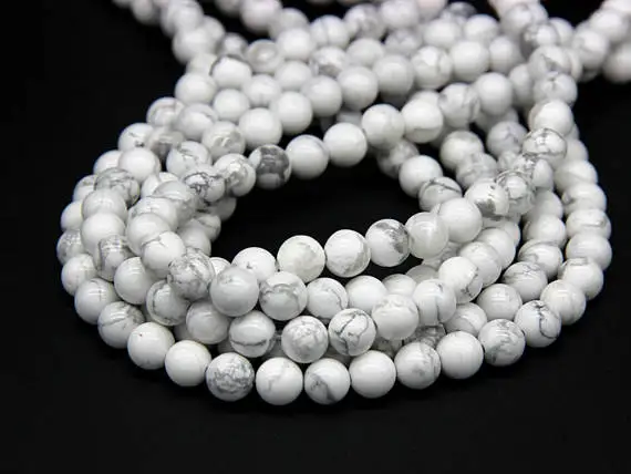 الجملة حقيقية Howlite الخرز 4 مللي متر 6 مللي متر 8 مللي متر 10 مللي متر 12 مللي متر 14 مللي متر 16 مللي متر جوهرة مستديرة حجر فضفاض الخرز للمجوهرات ، 1 من 15 "ستراند