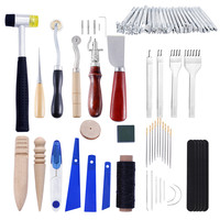 61PCS Leathercraft Tool Sets Punch Stitching Carving Working Sewing Saddle Groover DIY Leather Craft Tool Kit