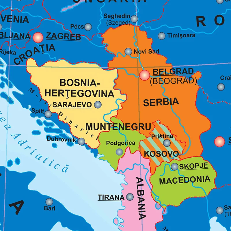 59x42cm płótno mapa Europy w rumuńskim dekoracyjna mapa Europy plakaty dekoracja barowa naklejka ścienna pokój artykuły biurowe do domu